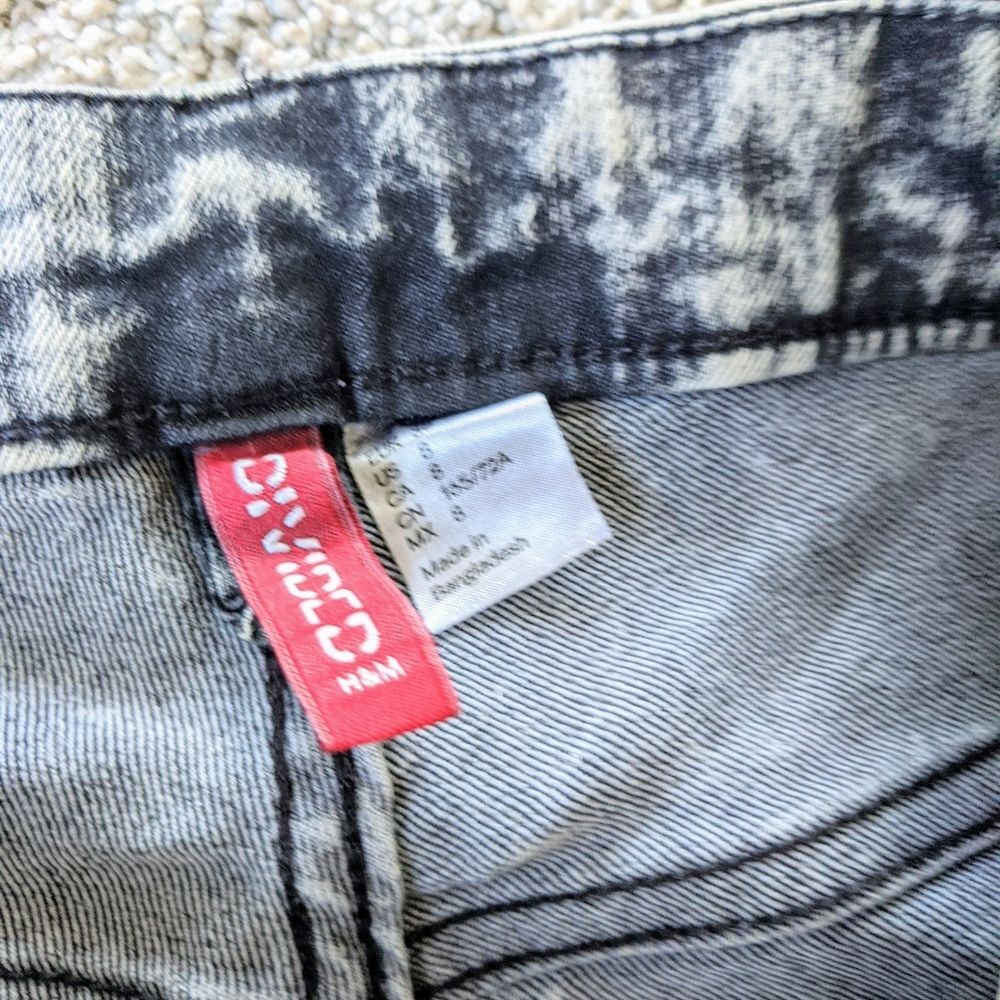 Acid Wash H&M High Waist Skinny Jeans Sz 8 Gray Retro 80s 90s - Picture 10 of 10